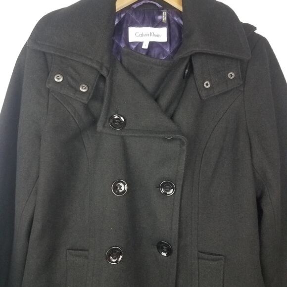 Calvin Klein | Black Jacket with Hood Double Breasted - Picture 3 of 9